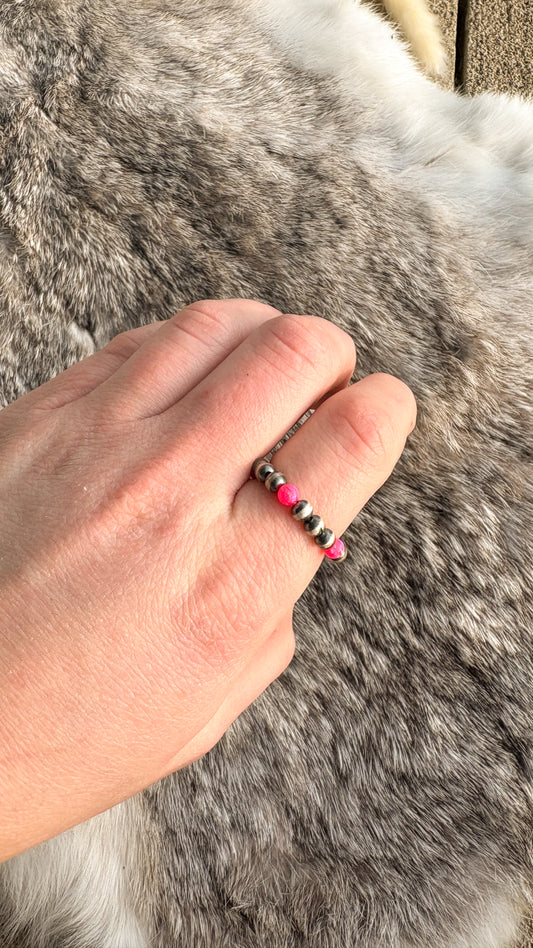 HOT PINK OPAL PEARL RING - #2 - READY TO SHIP