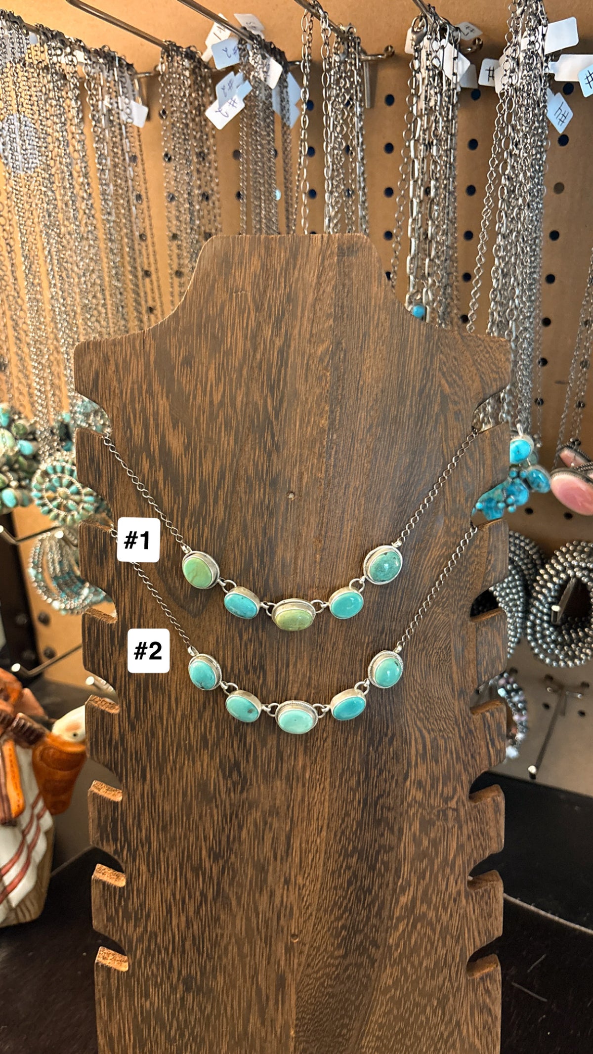MIXED TURQUOISE CHOKER STAMPED JAS STERLING