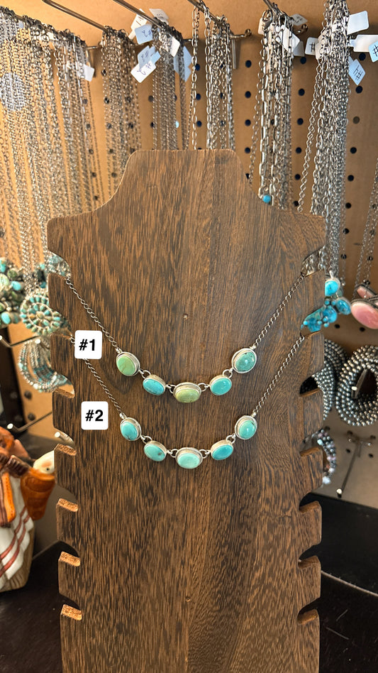 MIXED TURQUOISE CHOKER STAMPED JAS STERLING