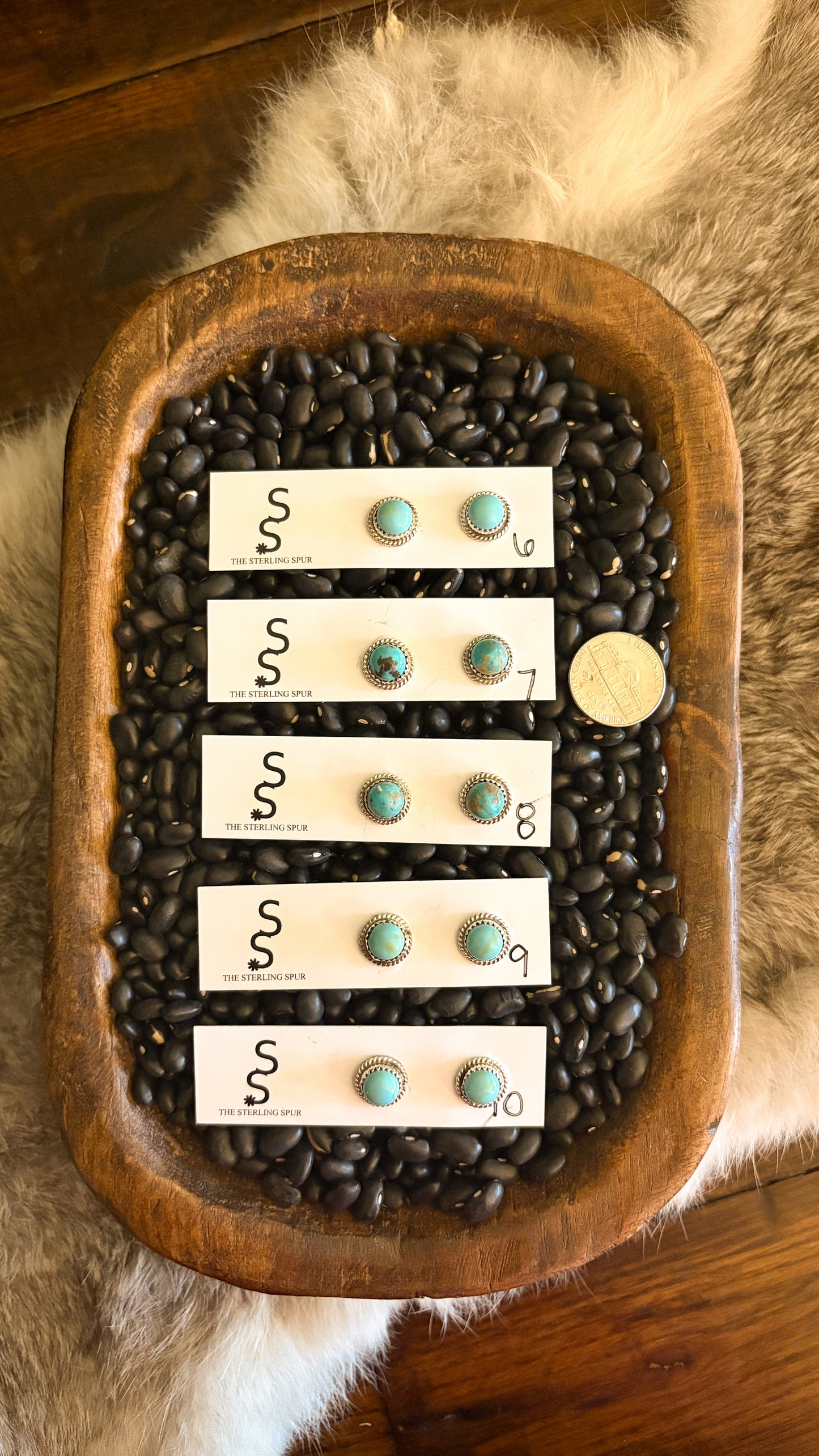 10MM KINGMAN TURQUOISE STUD EARRINGS BY ESTHER WHITE