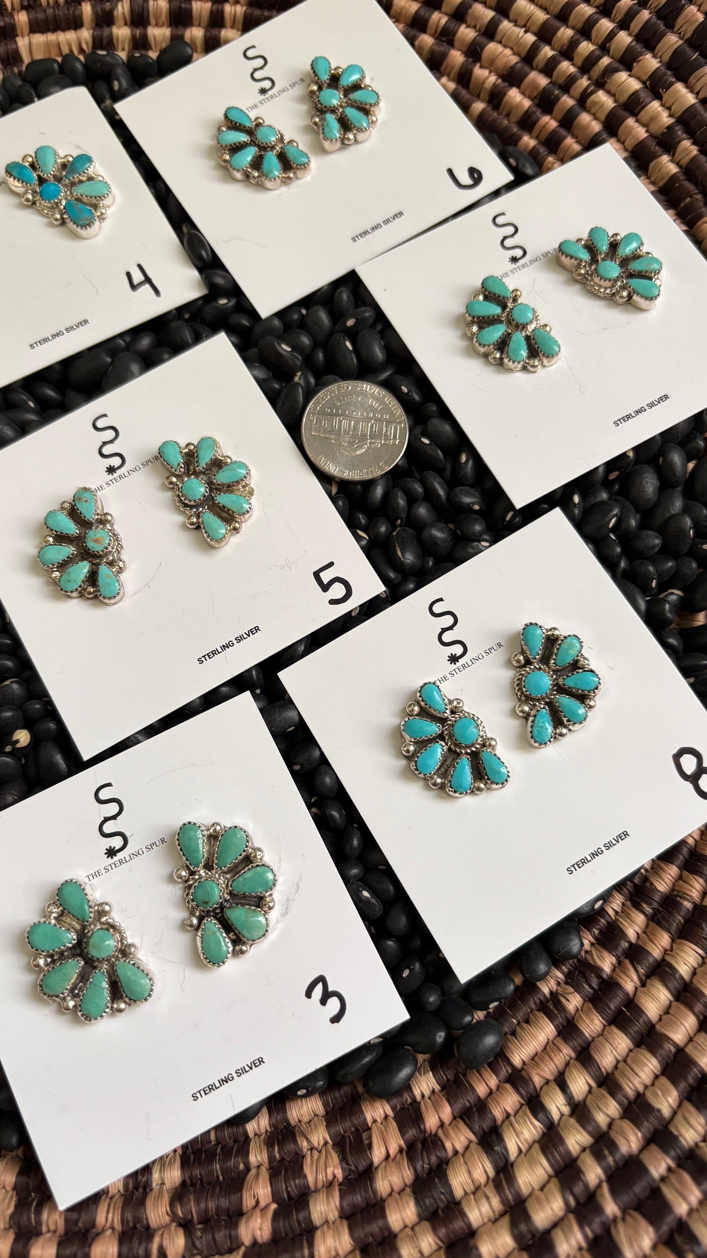 KINGMAN TURQUOISE HALF CLUSTER EARRINGS BY ALICIA WILSON