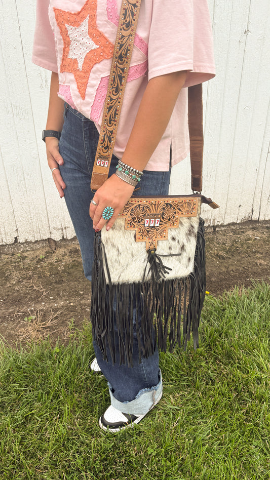 JACKPOT 777 FRINGE CROSSBODY BAG