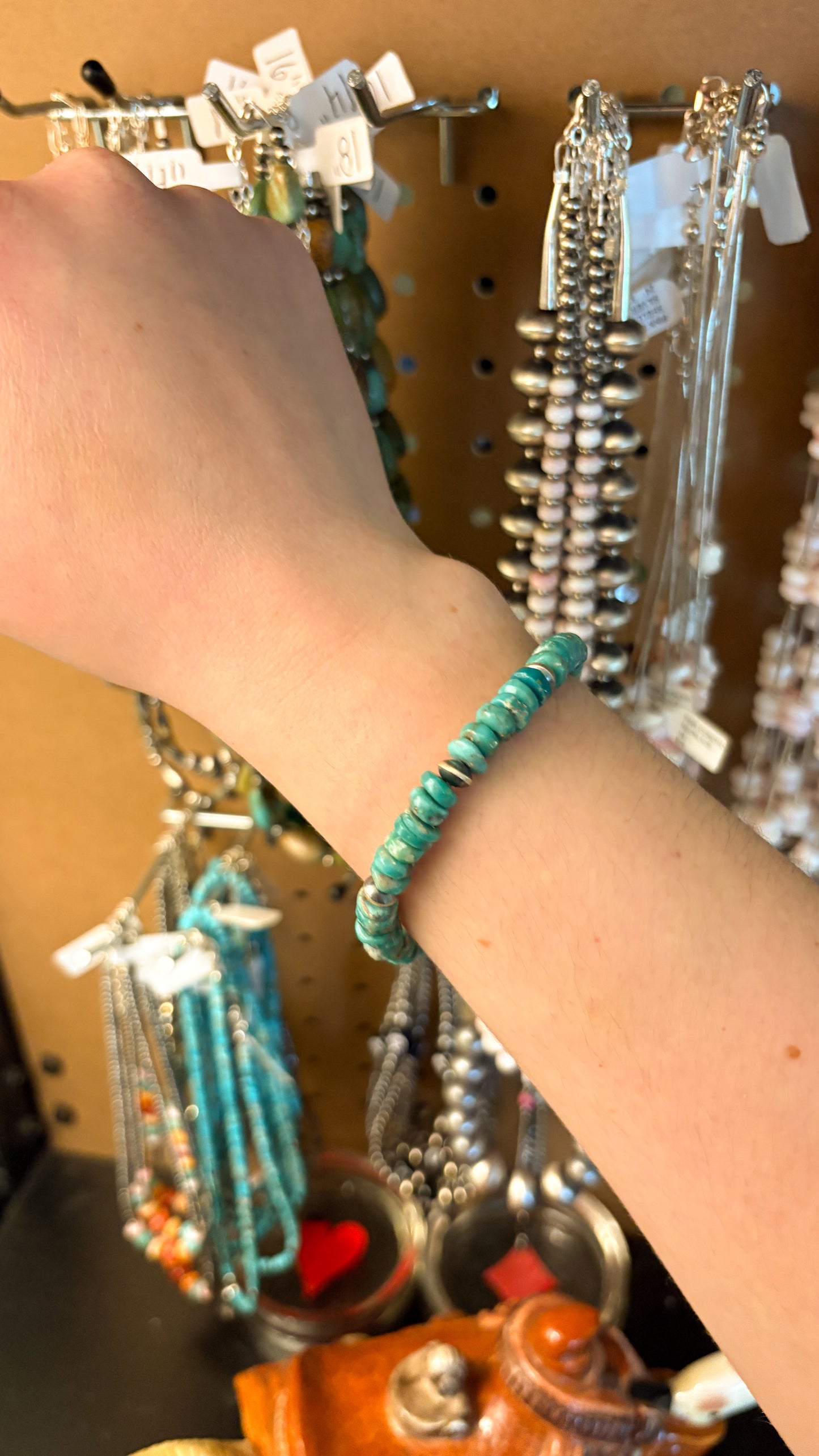 RED SKIN TURQUOISE BRACELET W MAGNETIC CLASP