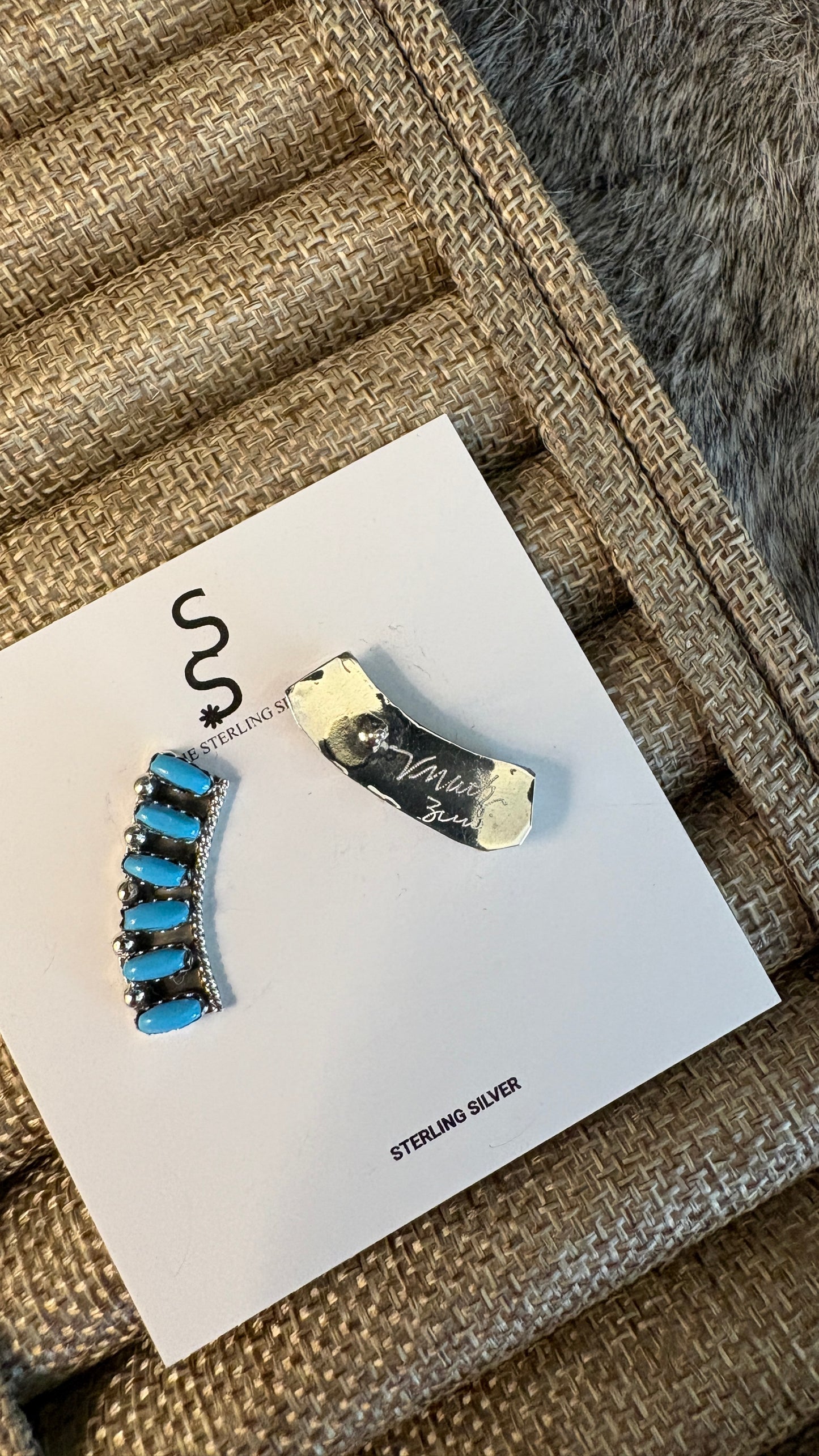 NEEDLEPOINT TURQUOISE ZUNI EARRINGS