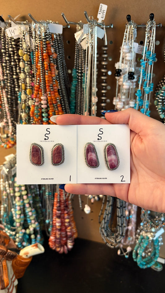 PURPLE SPINY OYSTER EARRINGS BY JUDITH DIXON