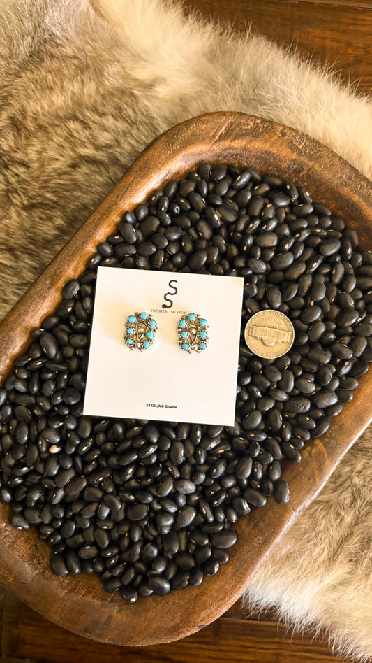 7 STONE HORSESHOE SHAPE STUD EARRINGS