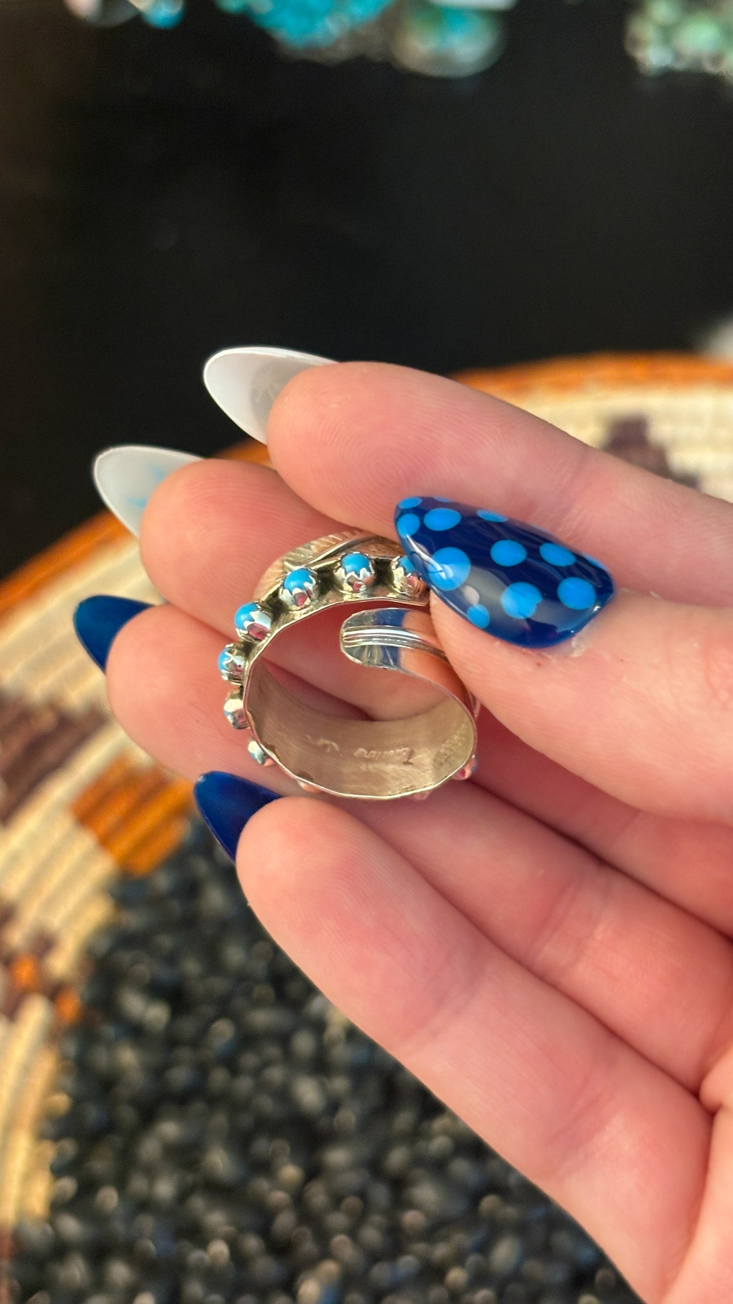TURQUOISE ADJUSTABLE FEATHER RING BY CHESTER CHARLEY
