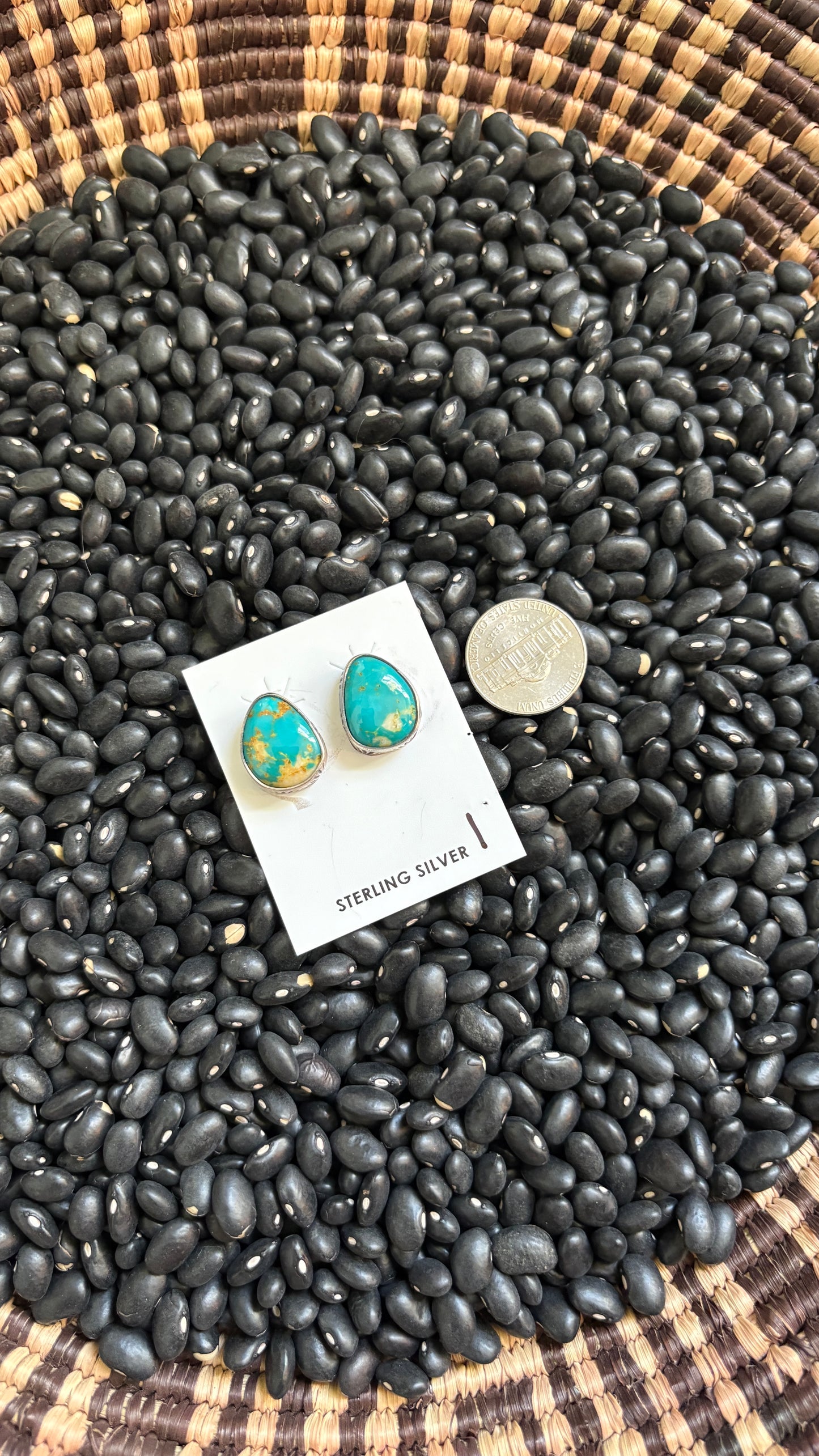 LARGE TURQUOISE POST EARRINGS