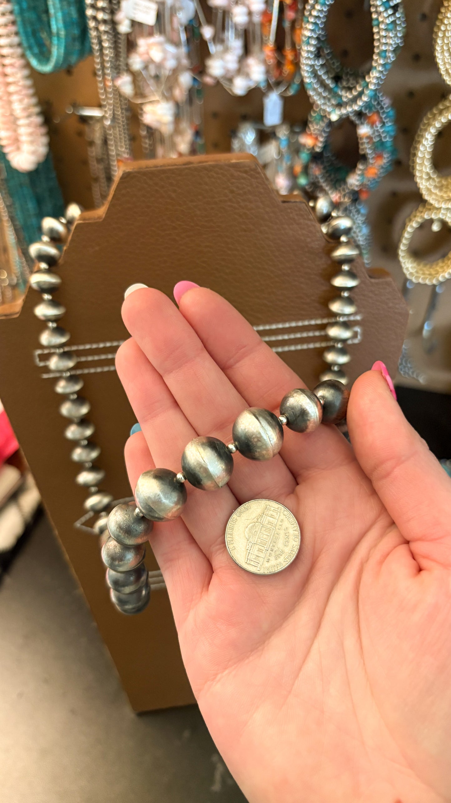 HANDMADE NAVAJO PEARL BARREL BEAD NECKLACE