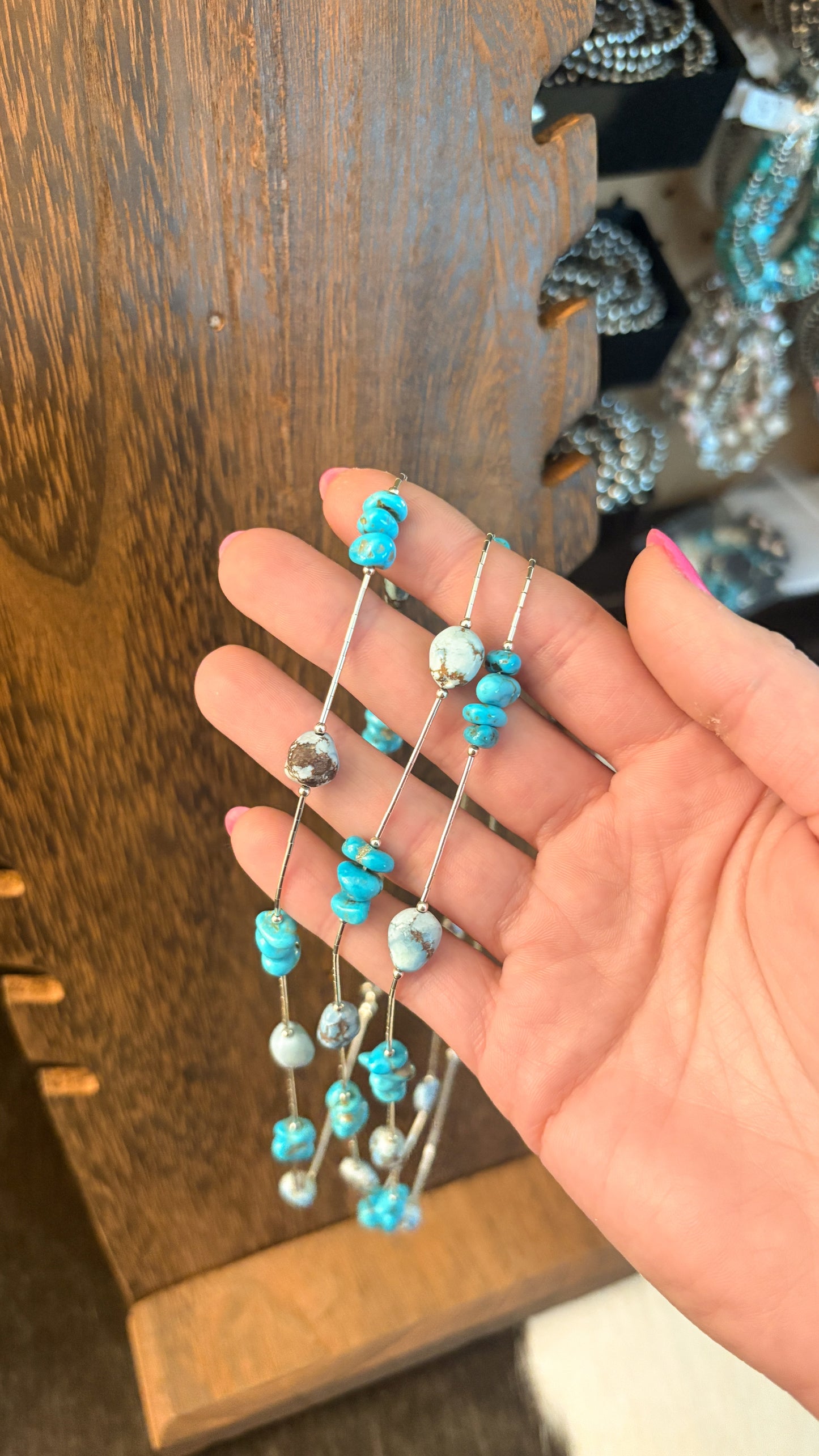 LIQUID SILVER GOLDEN HILLS & KINGMAN TURQUOISE NECKLACE