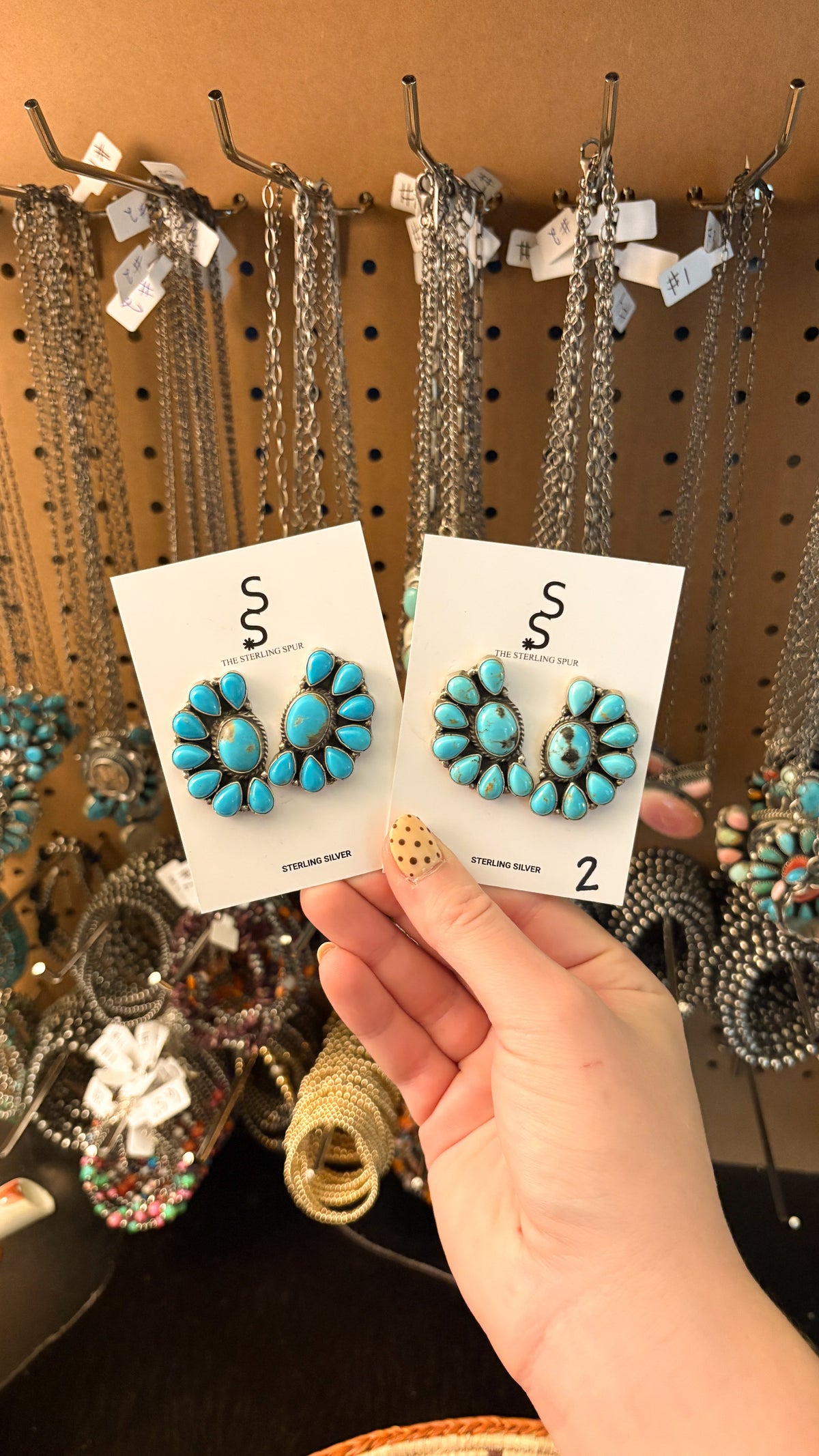 KINGMAN TURQUOISE HALF CLUSTER EARRINGS BY MARCELLA JAMES