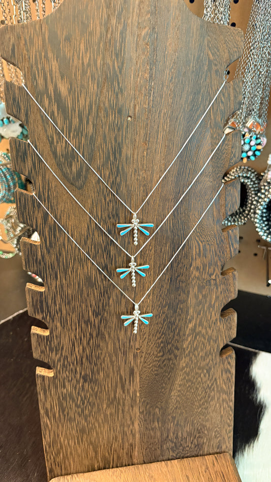 ZUNI TURQUOISE DRAGONFLY NECKLACE