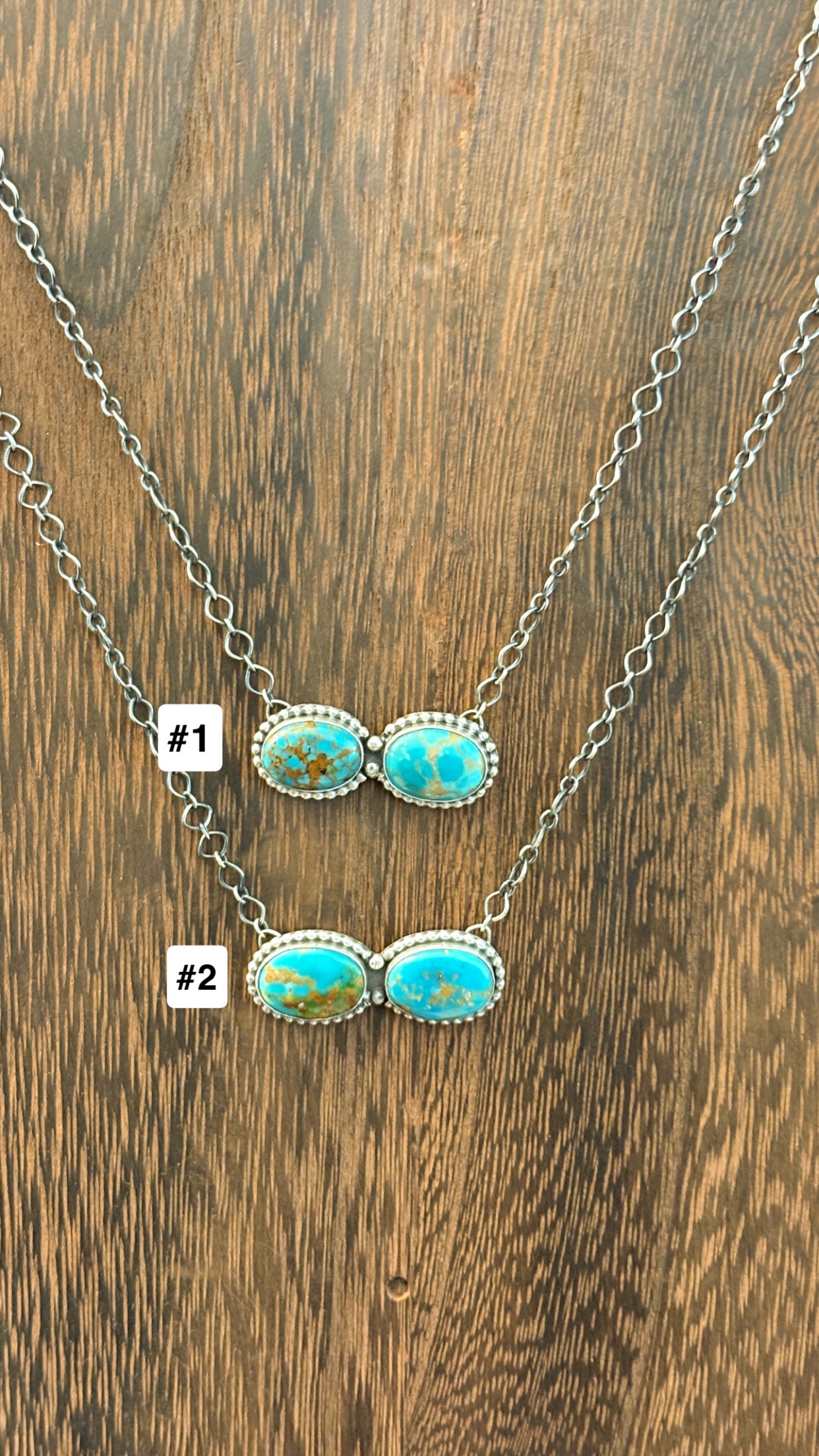 DOUBLE STONE TURQUOISE BAR NECKLACE