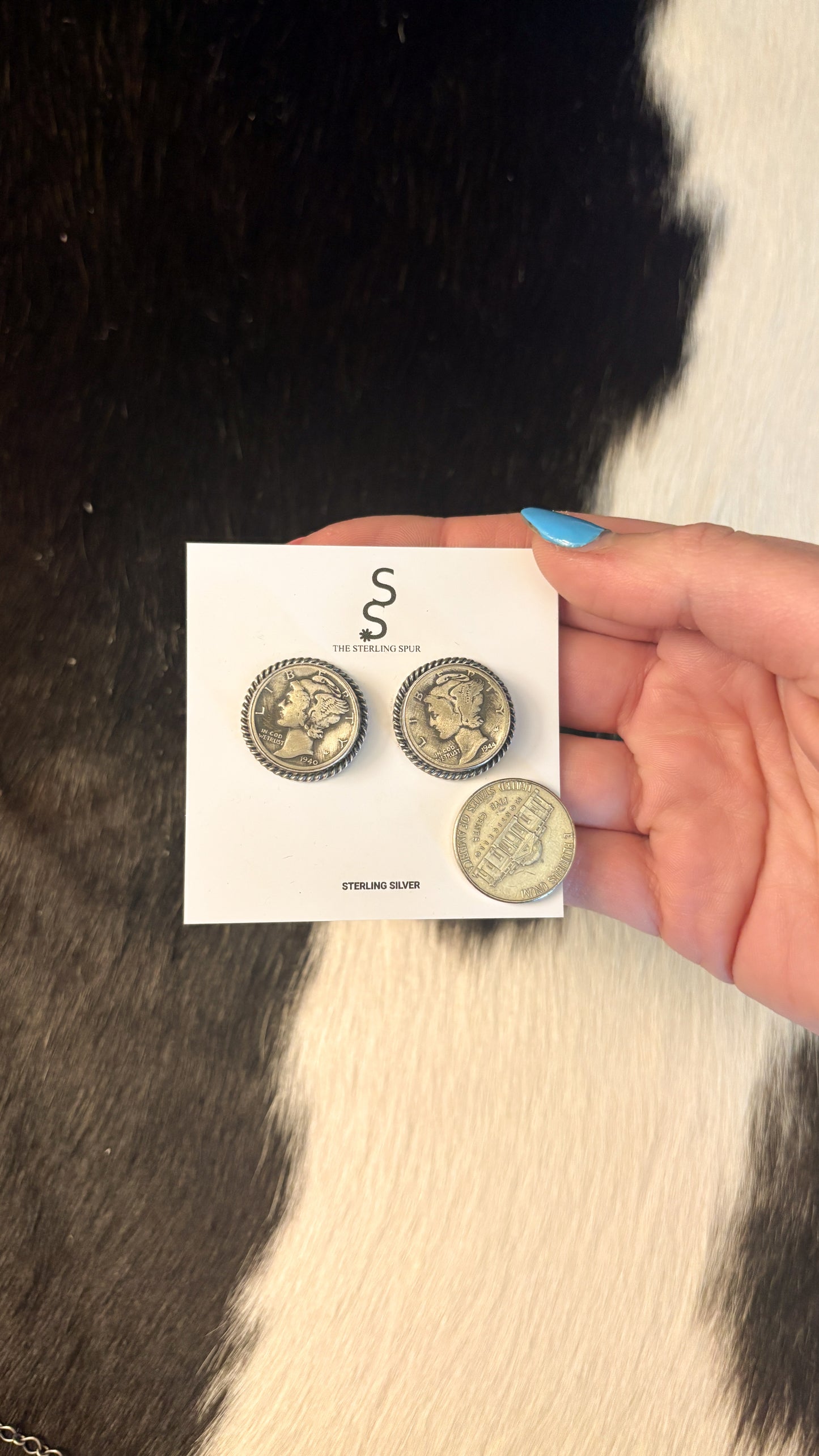 MERCURY DIME POST EARRINGS STAMPED J FRANK