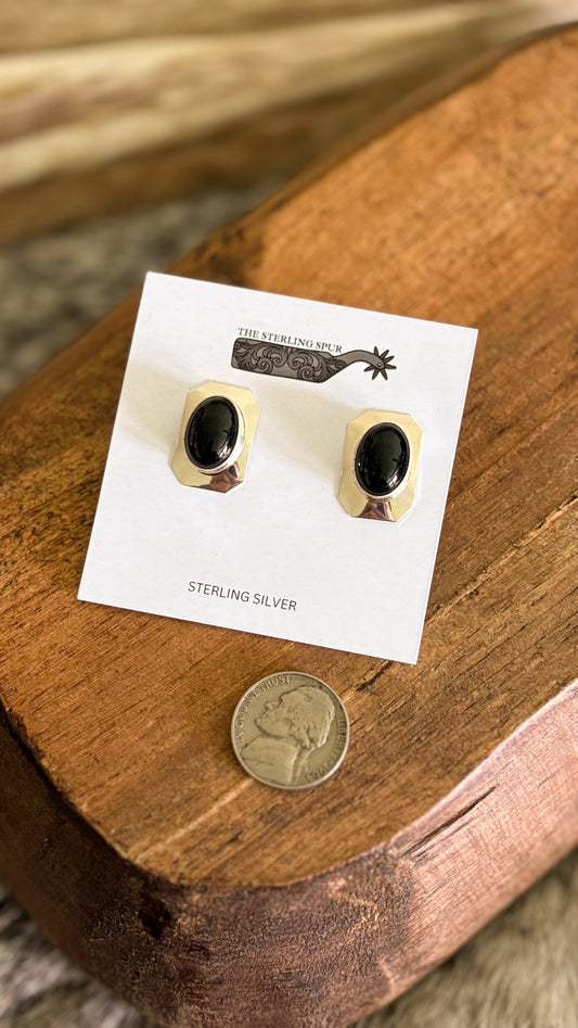 RECTANGLE BLACK ONYX STUDS