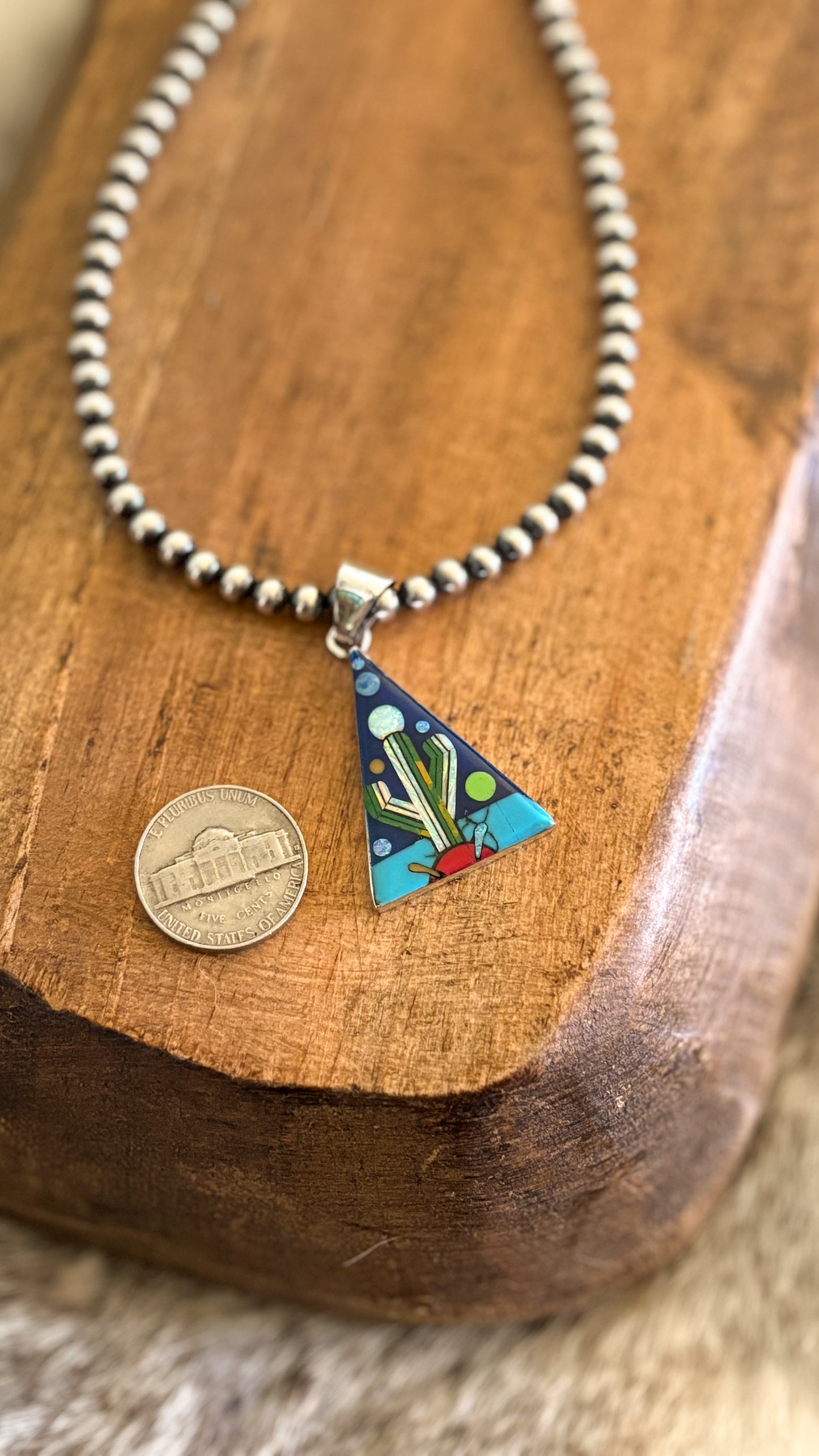 TRIANGLE CACTUS INLAY PENDANT