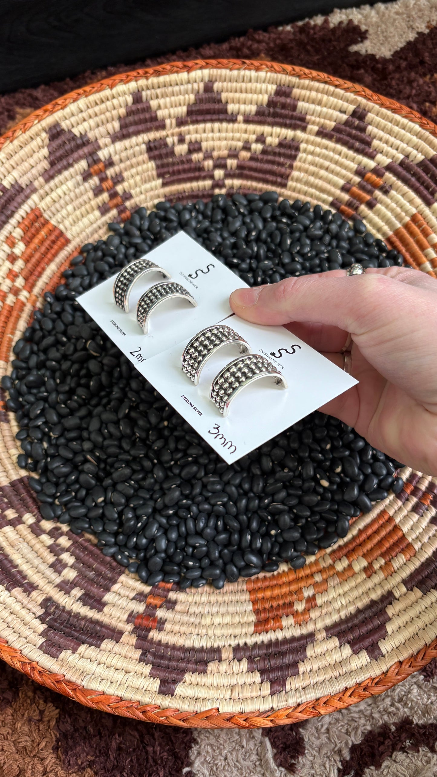 TRIPLE ROW BALL HALF HOOP EARRINGS