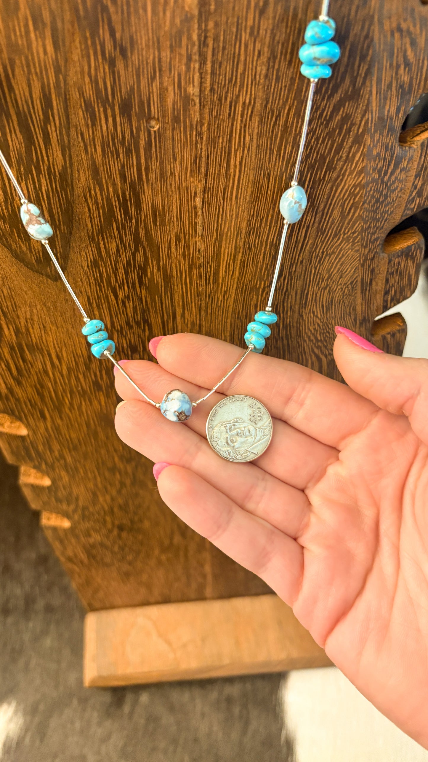 LIQUID SILVER GOLDEN HILLS & KINGMAN TURQUOISE NECKLACE