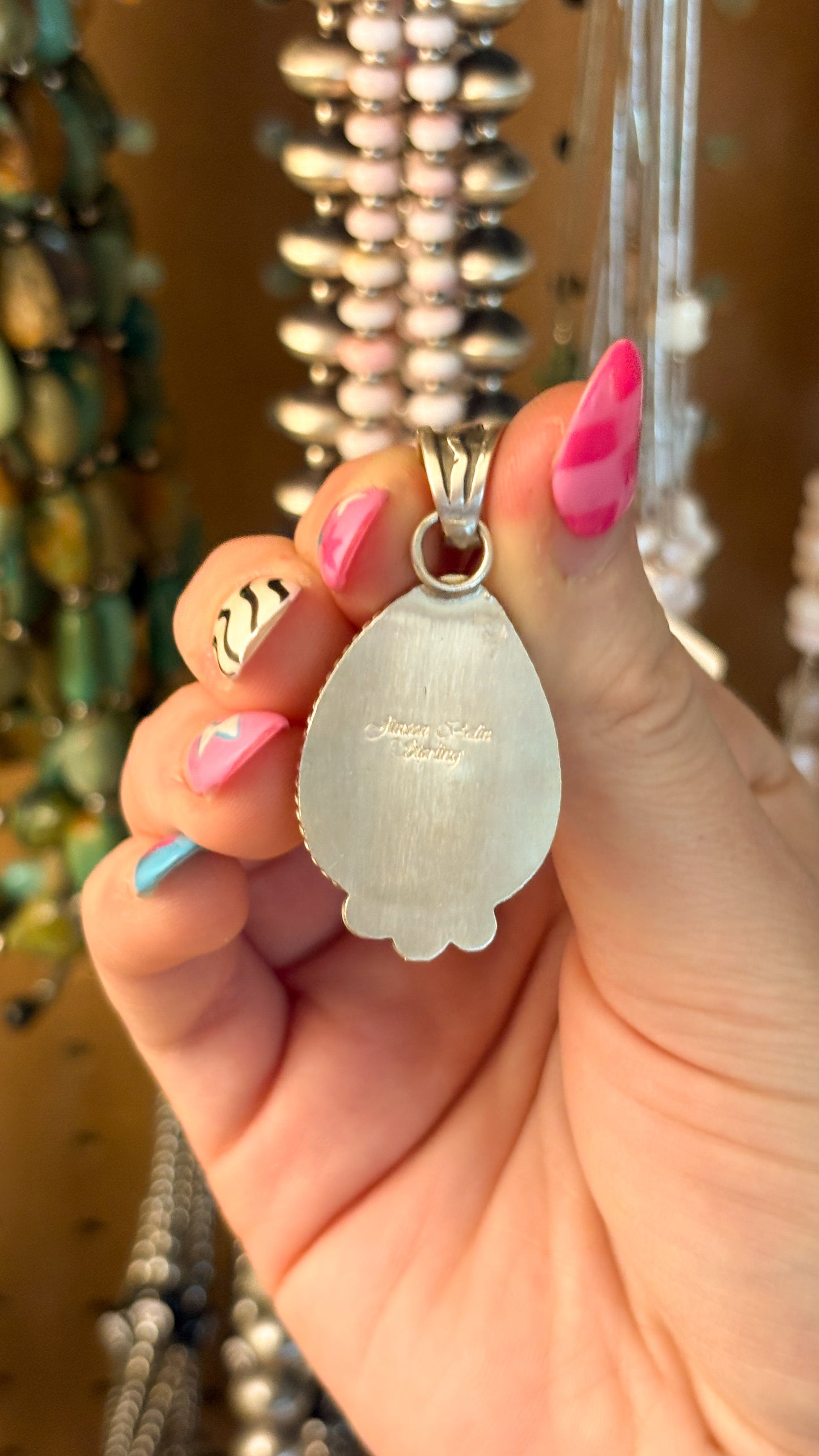 PINK CONCH TEARDROP PENDANT BY JIMSON BELIN