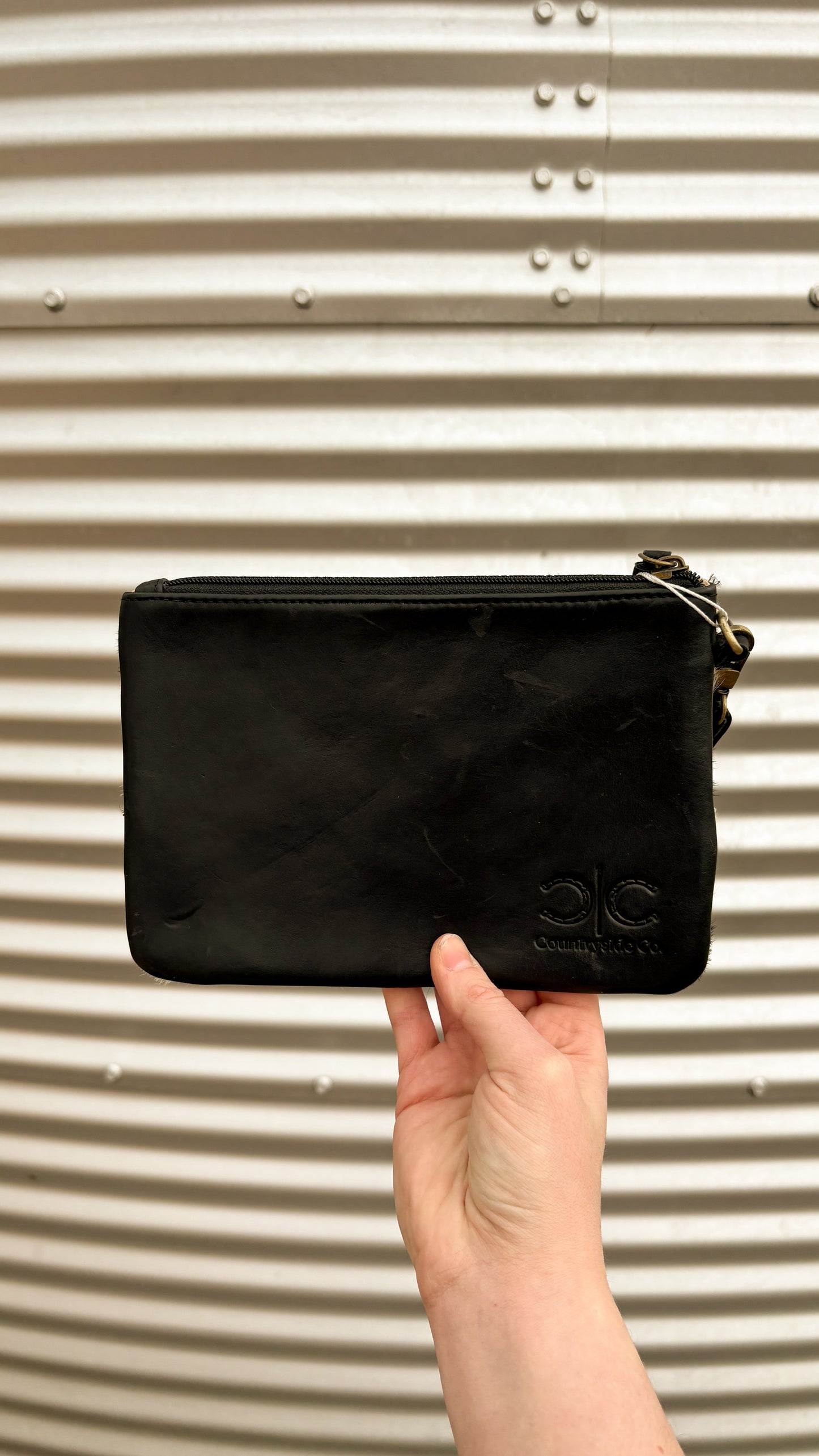 CHECKERED COWHIDE WRISTLET - BLACK