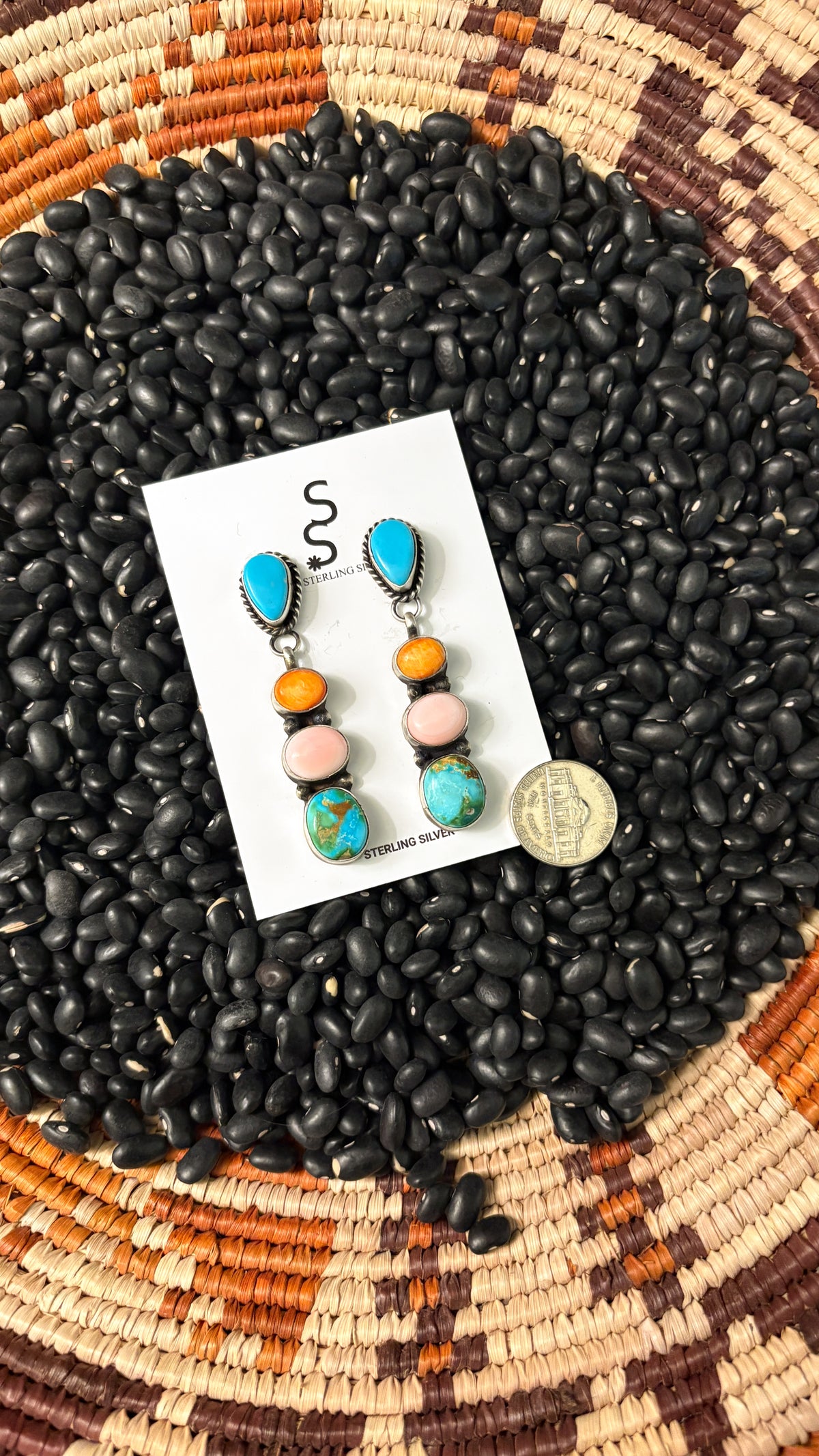 MULTI STONE DANGLE EARRINGS BY VICKY HICKS