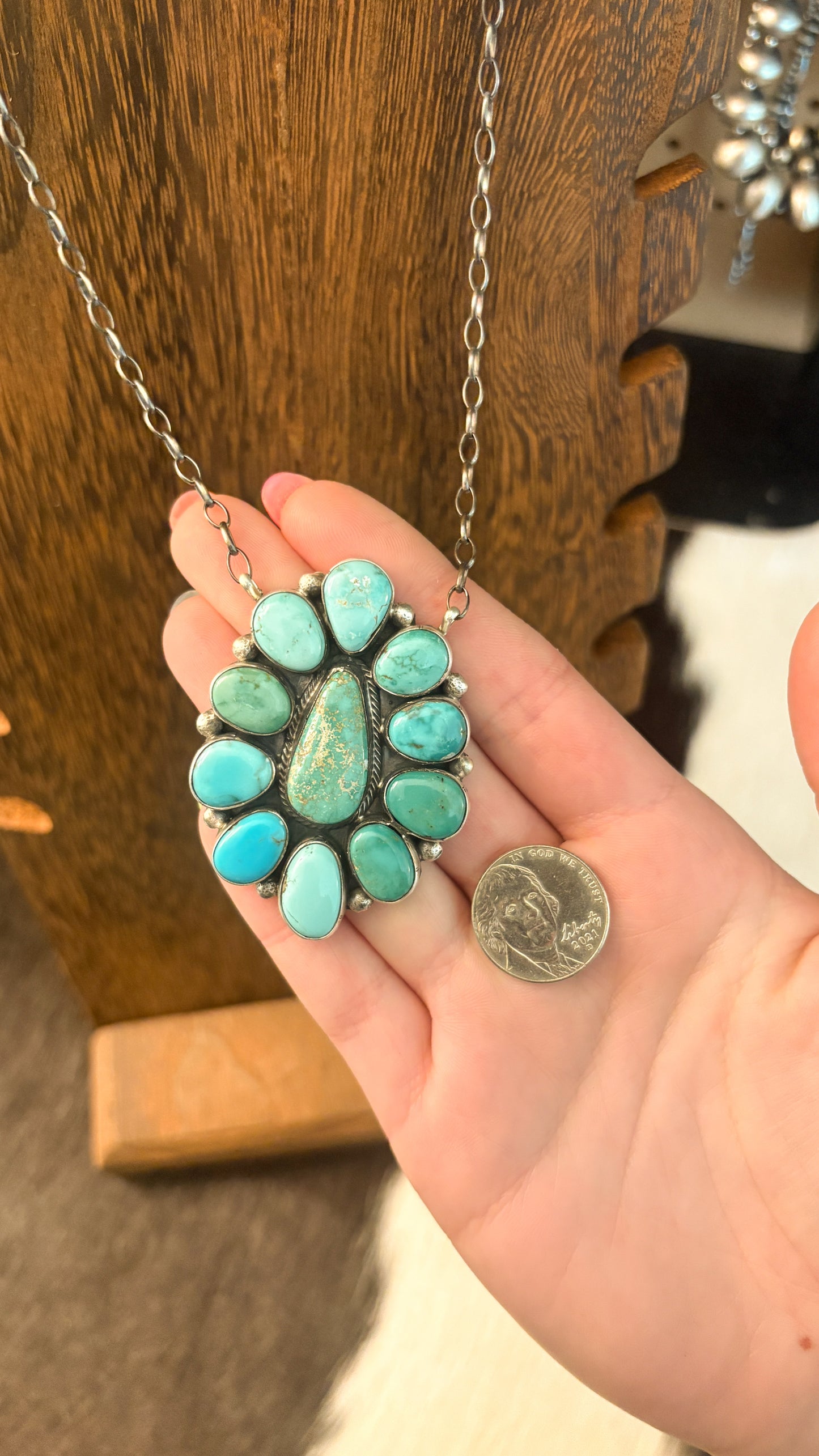 MIXED TURQUOISE CLUSTER NECKLACE BY JOHN SKEETS