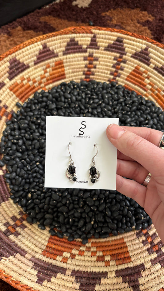 DOUBLE STONE BLACK ONYX DANGLE EARRINGS BY SHARON MCCARTHY