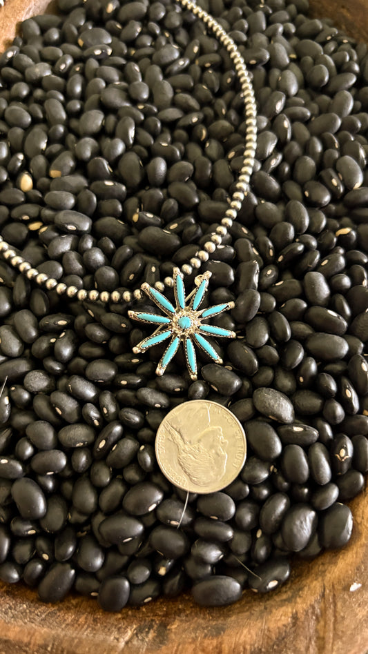 ZUNI NEEDLEPOINT FLOWER BROOCH/PENDANT