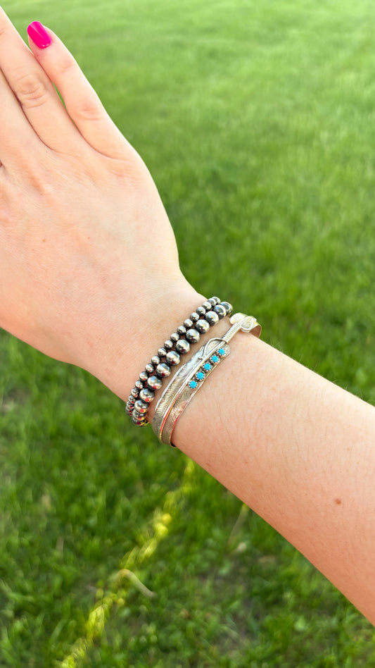 TURQUOISE FEATHER CUFF BY CHESTER CHARLEY