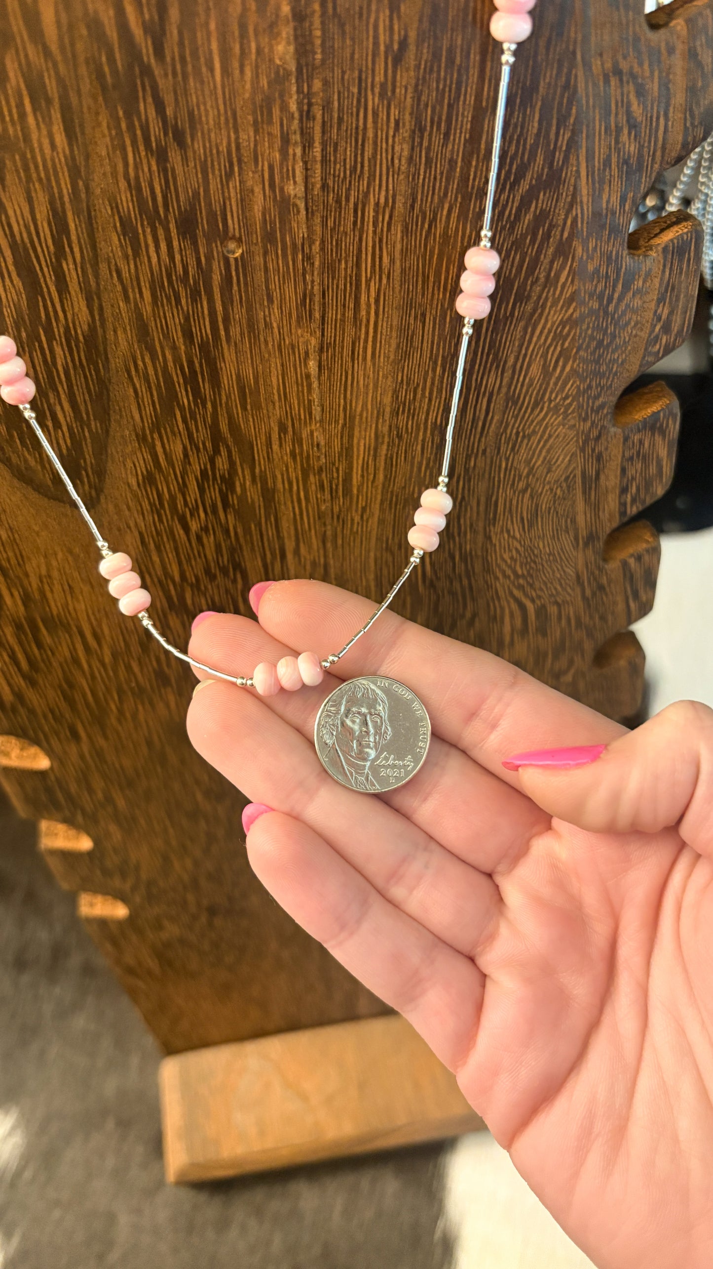 LIQUID SILVER PINK CONCH NECKLACE