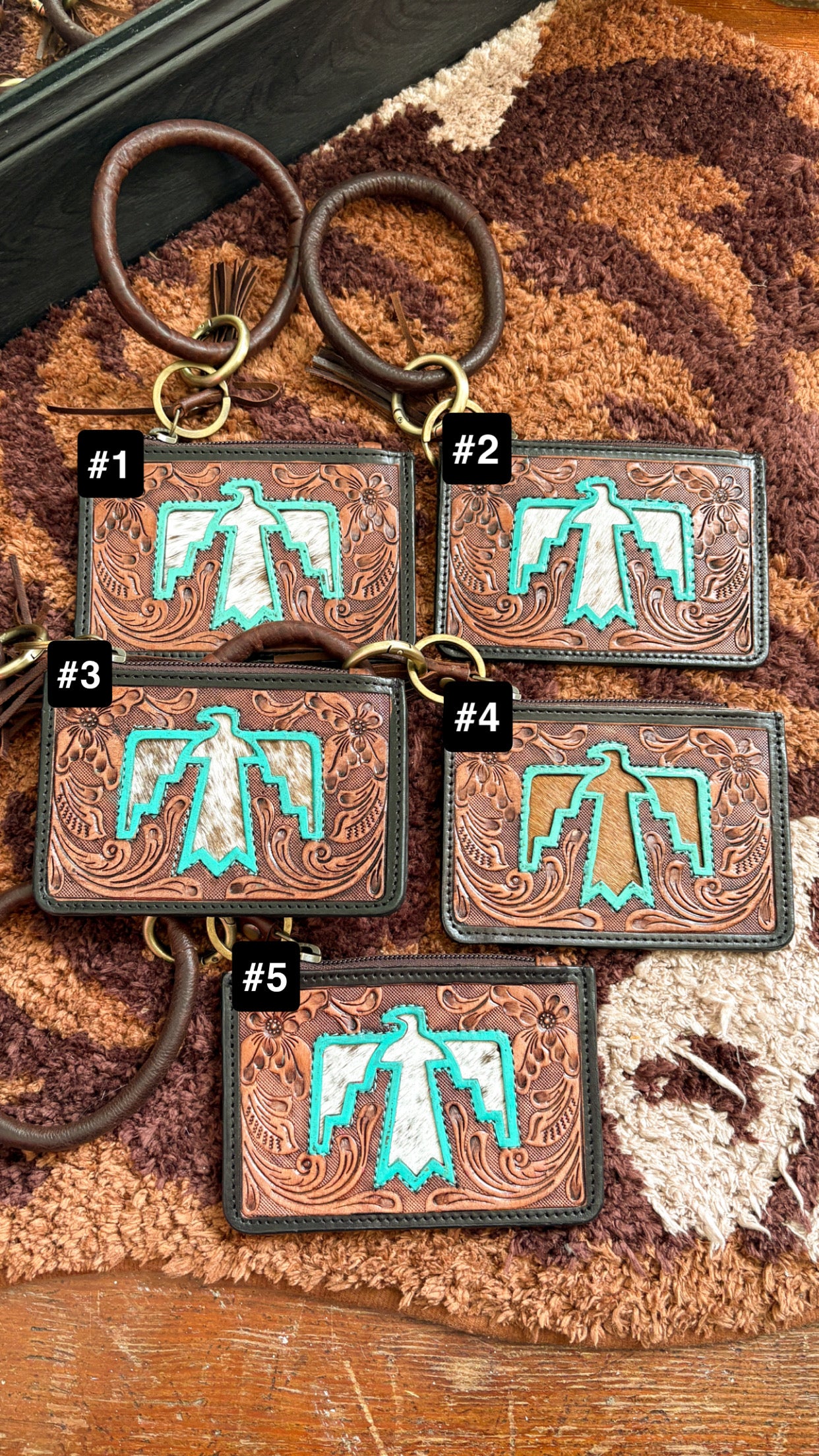TURQUOISE THUNDERBIRD COWHIDE CARDHOLDER