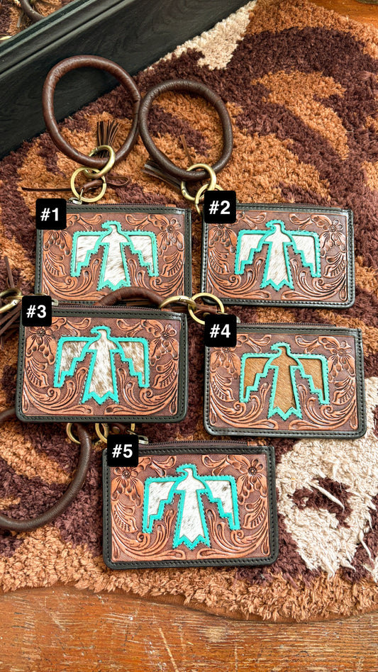 TURQUOISE THUNDERBIRD COWHIDE CARDHOLDER