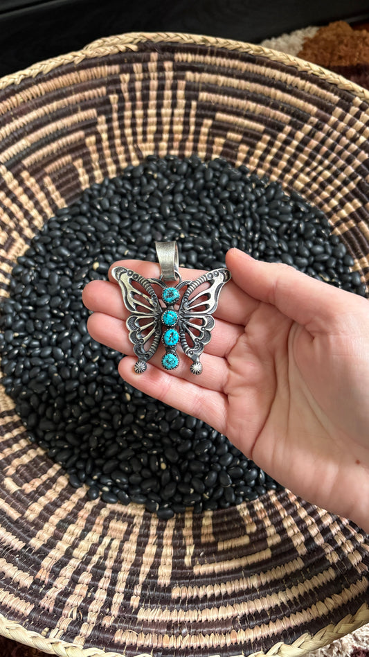 STATEMENT KINGMAN TURQUOISE BUTTERFLY PENDANT