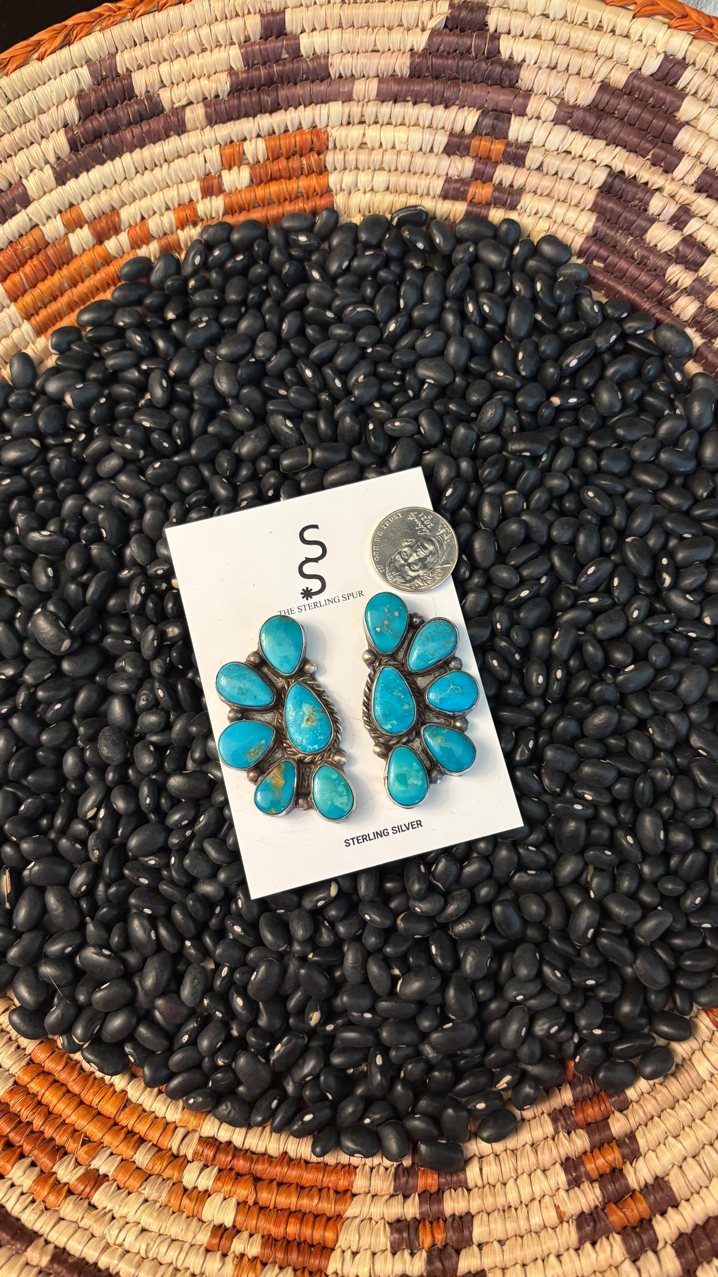 XL KINGMAN TURQUOISE HALF CLUSTER EARRINGS BY WILSON DAWES