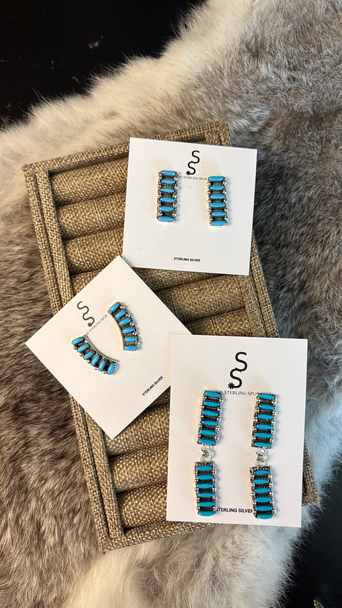 NEEDLEPOINT TURQUOISE ZUNI EARRINGS