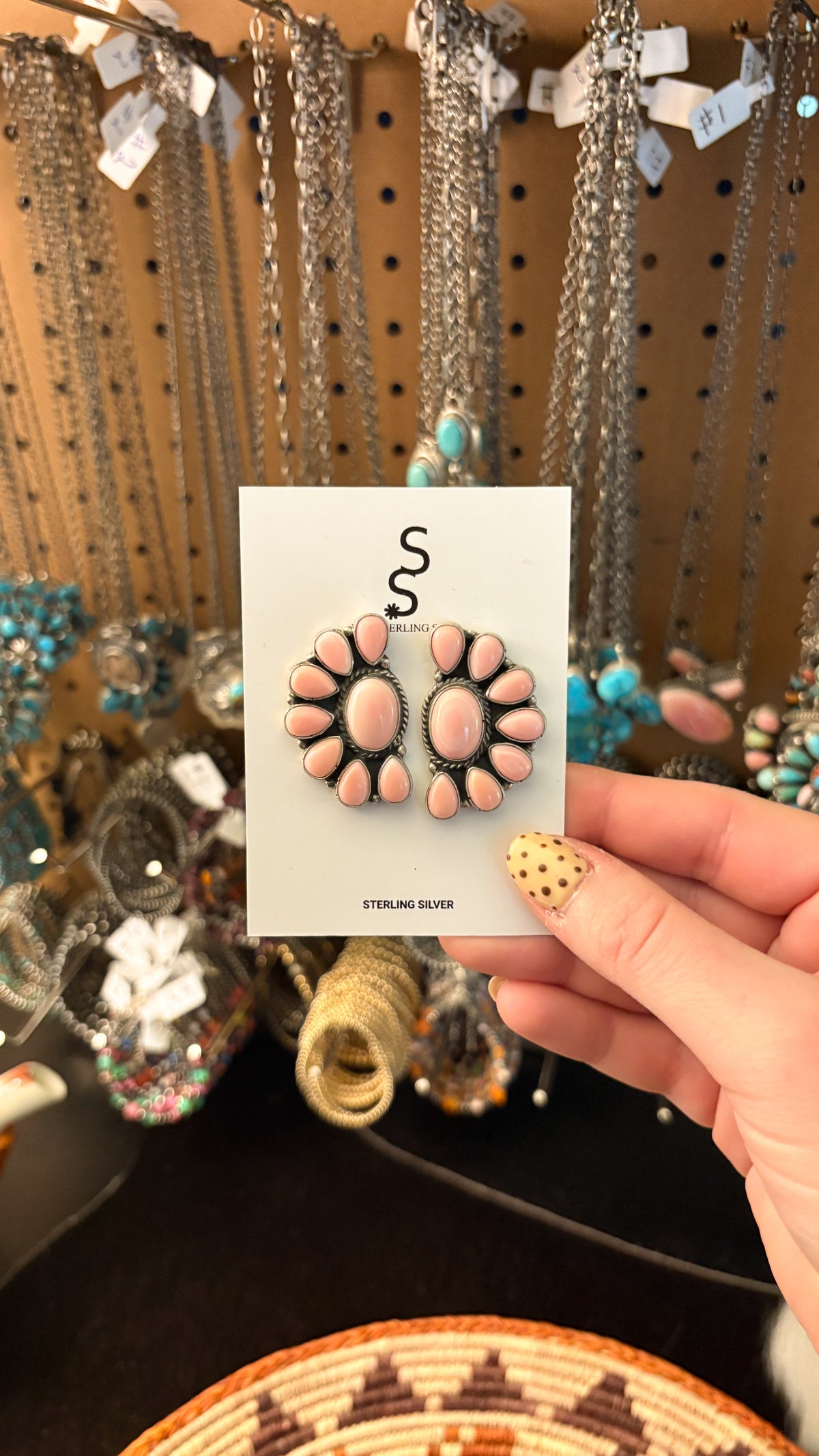 PINK CONCH HALF CLUSTER EARRINGS BY MARCELLA JAMES