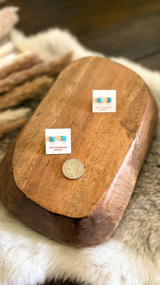 SQUARE TURQUOISE ZUNI STUDS