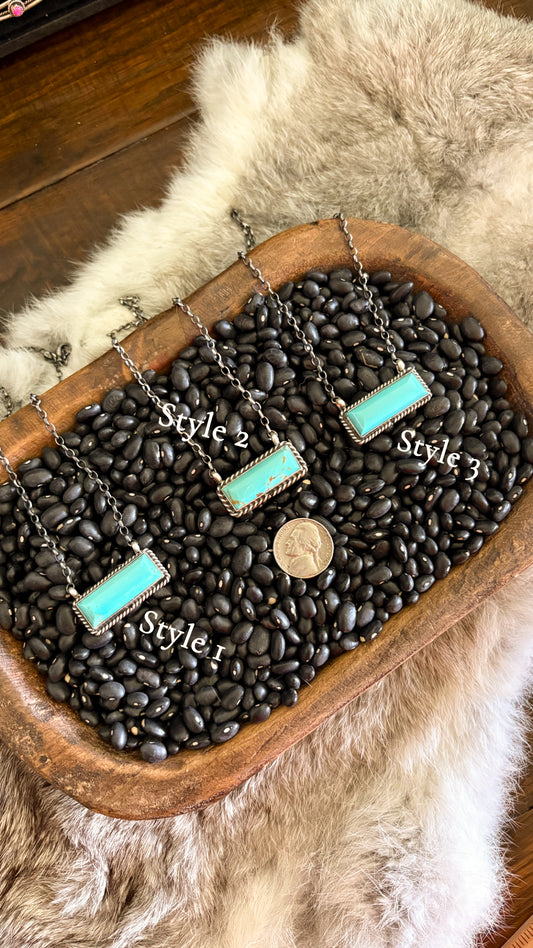 LARGE TURQUOISE BAR NECKLACE