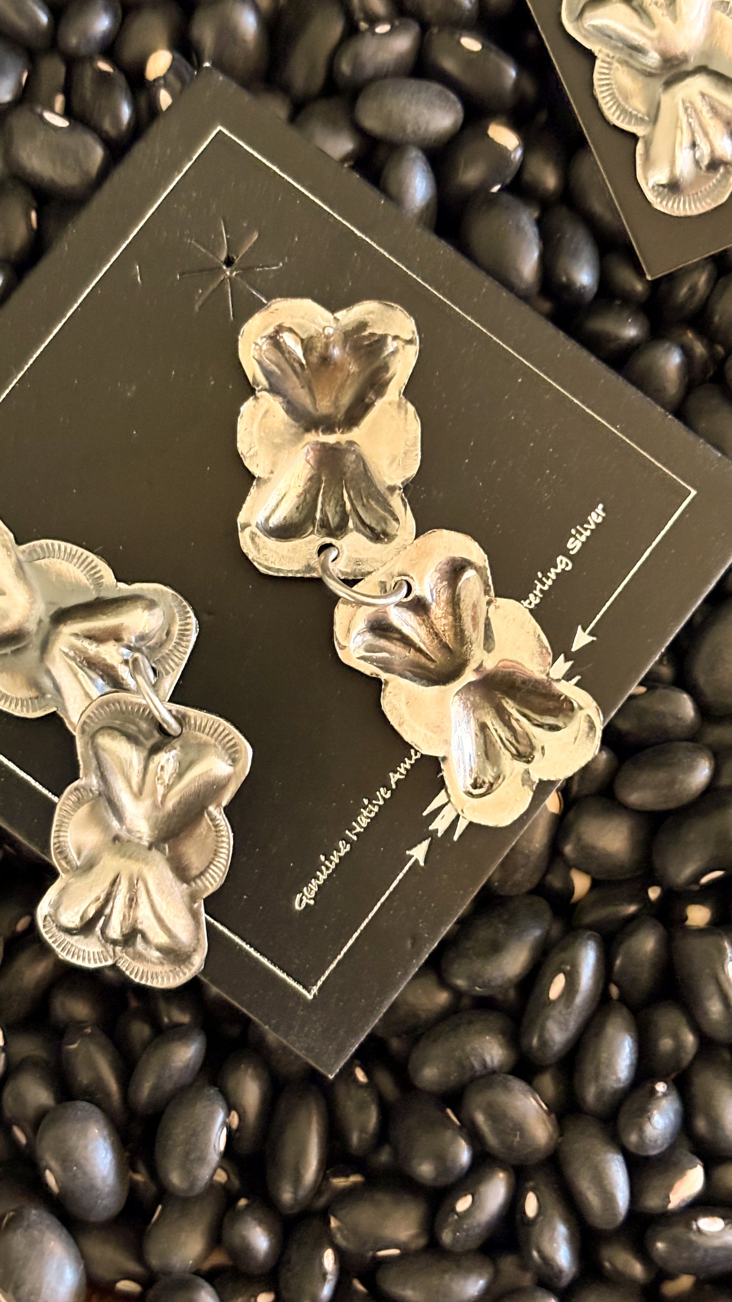 DOUBLE PLAIN BOW TIE CONCHO DANGLE EARRINGS