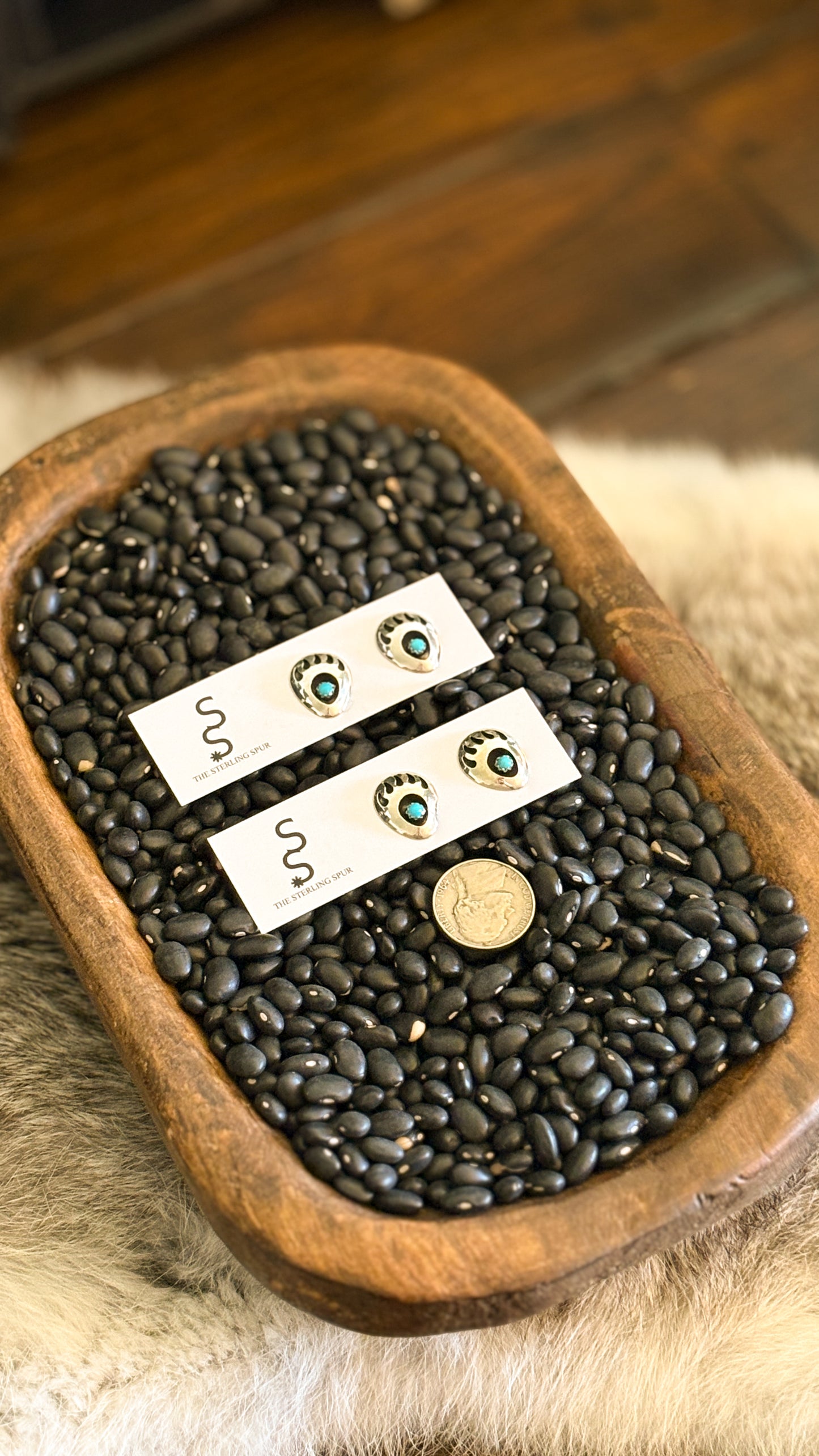 TURQUOISE BEAR PAW STUD EARRINGS