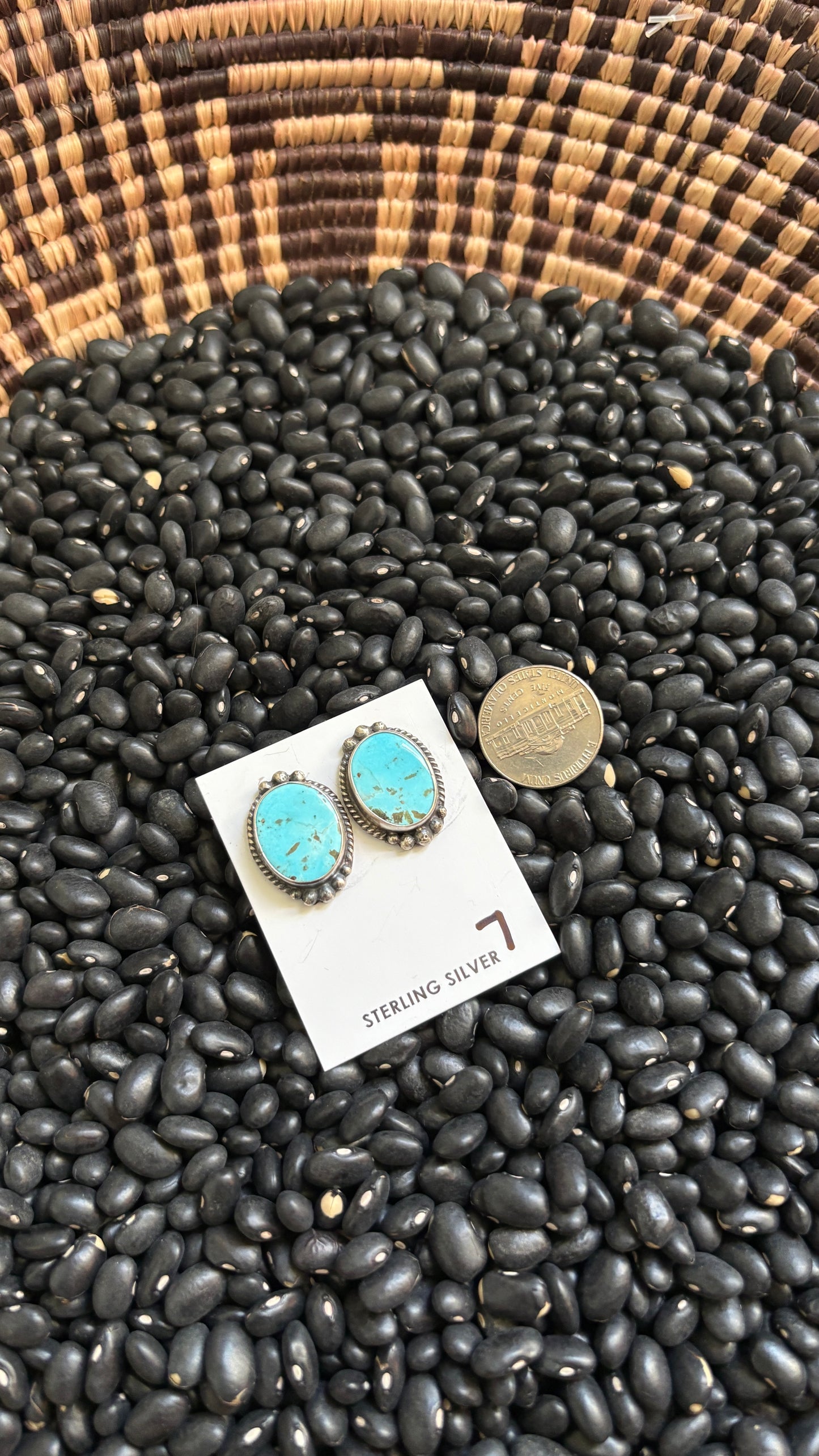 LARGE TURQUOISE POST EARRINGS