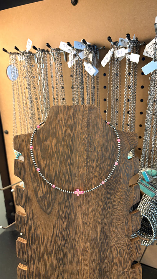 THE HOT PINK OPAL CROSS CHOKER