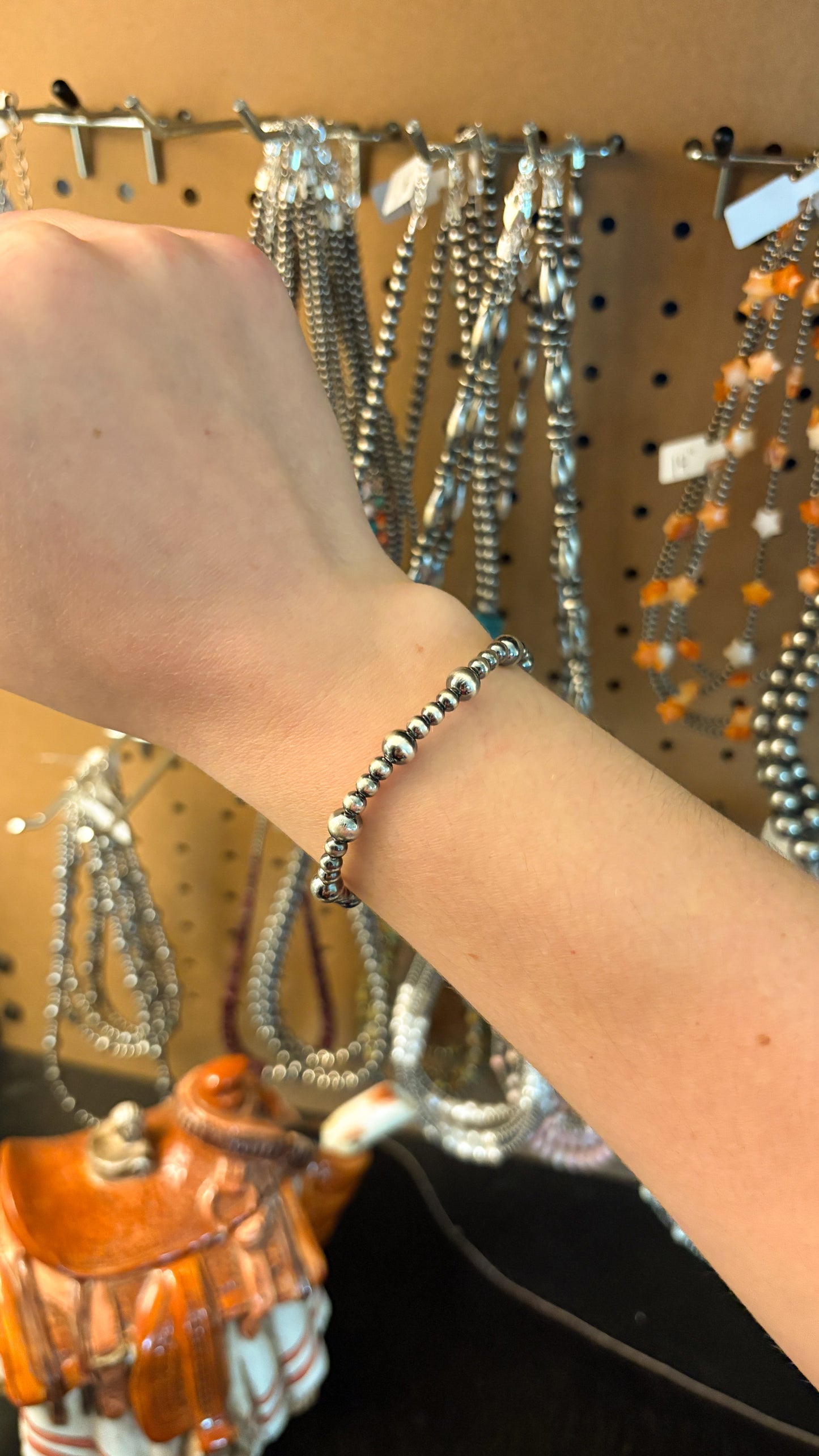 4MM & 6MM STERLING SILVER PEARL STRETCH BRACELET