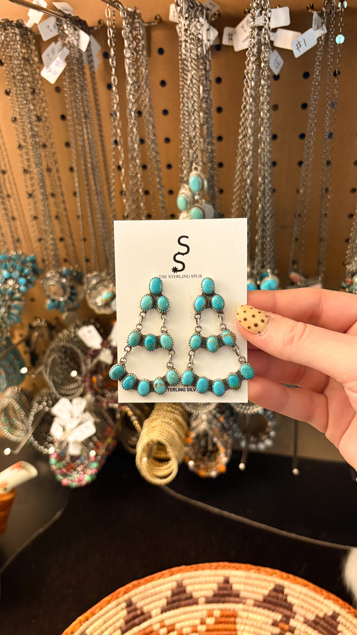 TURQUOISE CHANDELIER EARRINGS BY JENNIFER BEGAY