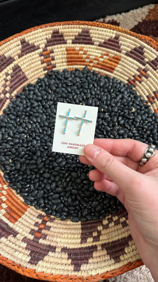 ZUNI CROSS POST EARRINGS BY INA LOSILOO