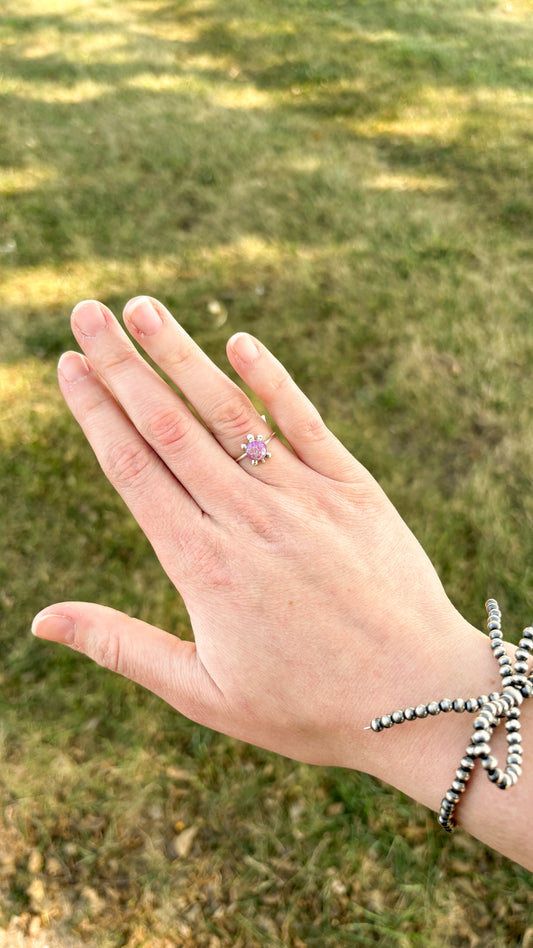 OPAL TURTLE RING - DARK PINK