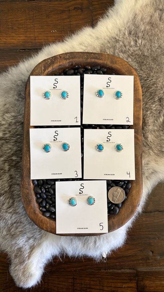 TURQUOISE STUDS WITH BALL DETAIL