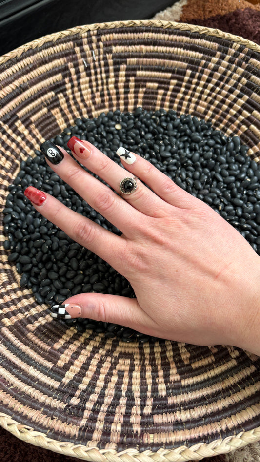 BLACK ONYX SPLIT BAND RING BY ESTHER WHITE