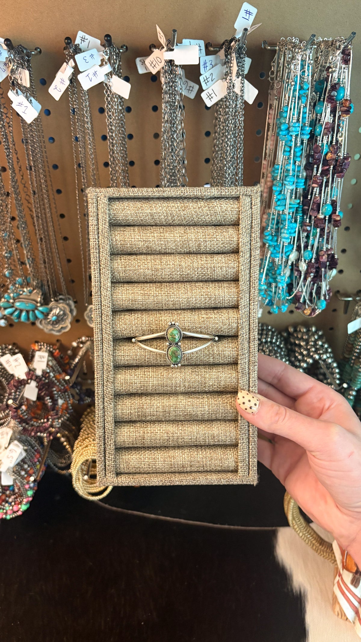 2 STONE GREEN SONORAN GOLD TURQUOISE CUFF
