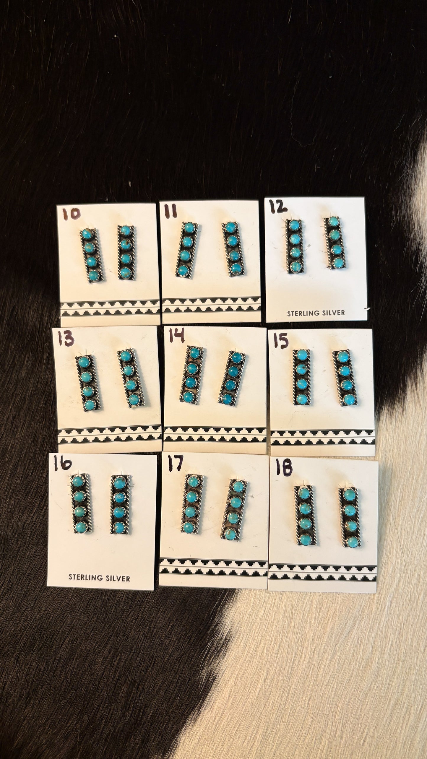 4 STONE KINGMAN TURQUOISE BAR EARRING BY JANICE SPENCER